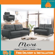 Sofa Master - Mori 1/2/3 Seater With Stool Fabric Sofa Set In Dark Grey