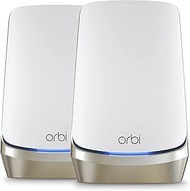 NETGEAR Orbi 960 Series Quad-Band WiFi 6E Mesh System (RBKE962), 2-Pack: 1 Router + 1 Satellite Extender, Up to 6,000 sq. ft., 200 Devices, 10 Gig Internet Port, AXE11000 802.11 AXE (up to 10.8Gbps)