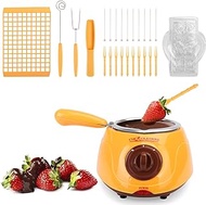 Outamateur Upgraded Melting Fondue Set,MINI Electric Chocolate Melting Pot,Chocolate Fondue Fountain,Warmer Machine for Milk Chocolate,Cheese,Butter,Candy (Yellow)