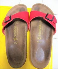 二手勃肯鞋Birkenstock真皮拖鞋（Madrid 040921）紅色，鞋碼40 寬 九成新，含郵寄1100