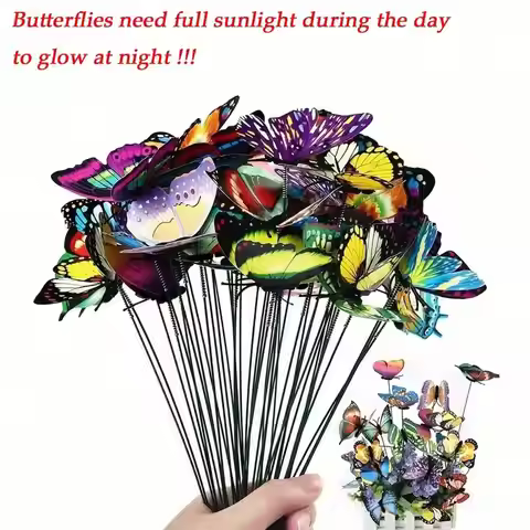 5-piece glowing butterfly lamp post - ideal for outdoor garden and lawn decoration