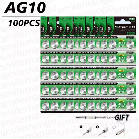 Premium High Capacity AG10 LR1130 389A LR54 L1131 SR1130 1.5V Button Coin Cell Battery for Watch Cal