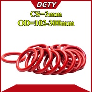 Red Silicone O-Rings CS3mm*OD102-300mm Waterproof Seal for Machinery & Household [DTY2]
