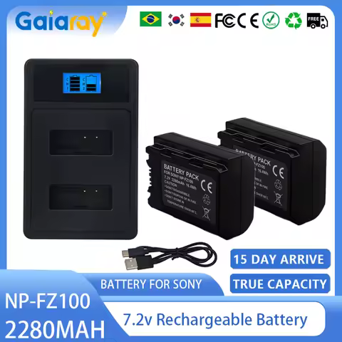 LED Dual USB Charger 2280mAh NP-FZ100 NPFZ100 NP FZ100 Battery for Sony NP-FZ100 BC-QZ1 a9 a7R III a