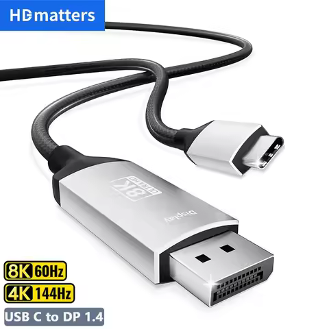 4K/8K USB C to DisplayPort Cable 4K 60Hz Braided USB 3.1 Type C to Display-Port AV Cable 144Hz USB-C