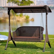 🚢Outdoor Swing Luxury Rattan Garden Rattan Chair Hanging Basket Glider Double Leisure Coffee Bar Lazy Rocking Chair