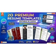 20 Sets of Premium Resume CV Templates | Canva | Cheap | Lifetime | Editable | Fast Service