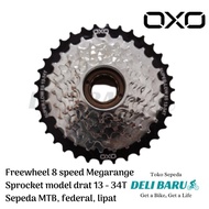 Terlaris! OXO Freewheel 8 speed megarange sprocket model drat 13-34T