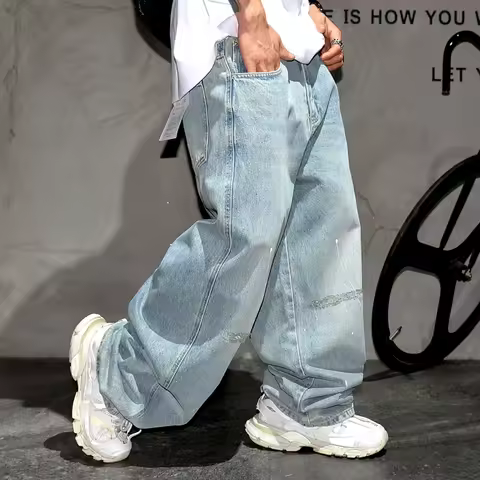 Baggy Denim Jeans American Streetwear Skateboard Baggy Jeans Men Clothing Korean Popular Clothes Hip