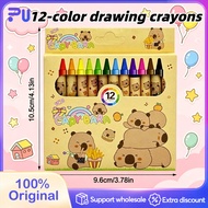 12Pcs Capybara Mini Anime Crayon Kawaii Student Graffiti Pen Cartoon Stationery