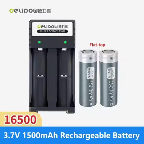 2-4pcs 100% New Original Delipow Flat-top 16500 battery 3.7v (16*50mm) 1500mAh 16500 Lithium lon Rec