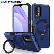 KEYSION Shockproof Case for VIVO Y20 Y20i Y20sG Y12S Silicone+PC Metal Ring Stand Phone Cover for VIVO Y11 Y12 Y15 Y17 Y76 5G