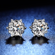 Snowflake Diamond Earrings One Carat Simulation Diamond Earrings Six-Claw Earrings