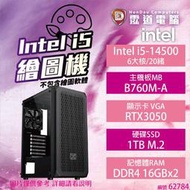 【Intel 繪圖專用主機】i5-14500/B760M/RTX3050/16GB*2/1TB/550W【下標前可先詢問