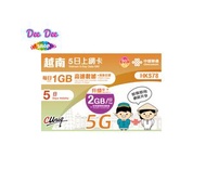 🚚包平郵 中國聯通越南5日上網卡 每日2GB高速+256K限速 無限數據 5G 越南無限數據卡 上網卡 電話卡 旅遊卡 無需實名登記 即插即用 無需設定 支援數據分享 內地可使用Whatspp/Fac