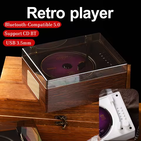 Portable CD Player Rechargeable Support CD BT USB 3.5mm AUX CD Music Player Bluetooth-Compatible 5.0