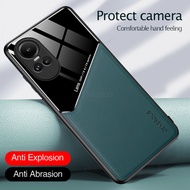 For Oppo Reno10 Pro Plus 5G  Leather Texture Case Oppo Reno10 5G Car Magnetic Cover Camera Shockproof Coques Reno 10 Pro 10Pro+