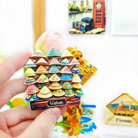 Hoi An Vietnamese Lantern Fridge Magnet - 3D Hand-Painted Unique Cultural Travel Gift for Family Hom