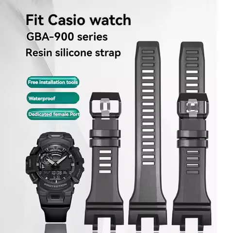 Rubber Sport Watchband for Casio Watch Strap Male GBA-900 GBA-900-1/4A/7/900RD GBA900 Black Resin Si