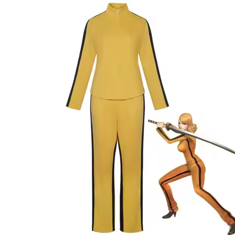 Movie Kill Bill Cosplay Costume The Same Style Yellow Jacket Trousers and Shorts Set for A Simple Sp