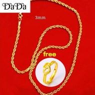 100% Original Pure Gold 916 emas necklace mens Chopin Long Chain Jewelry Gift for Boyfriend Rantai l