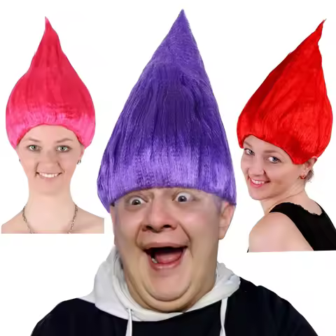Anxin Spiky Troll Clown Colored Halloween Purple Cosplay Adult Pelican Violet Anime Party Wigs Birth