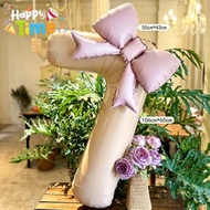 32" Foil Number Balloon 21" Bow Kit For Baby Shower Gender Reveal Birthday Party Backdrop Decor