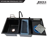 Kitchen Sink Black 1 Meter Luxury Stainless Steel / Bak Cuci Piring Hitam Besar