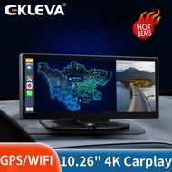 EKLEVA 10.26 DVR ติดรถยนต์4K 3840*2160P GPS Carplay &amp; แอนดรอยด์กล้องหน้ารถอัตโนมัติระบบนำทางแผงหน้าปัดรถยนต์ GPS กล้องติดรถยนต์ WIFI 5G