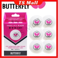 6 balls Butterfly table tennis 3 star new material plastic ball A40+ training pingpong Ready stock