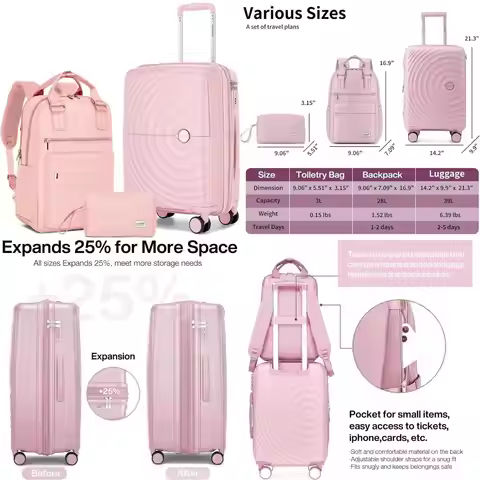 Expandable 20 Inch Lightweight Carry-On Suitcase with Wheels, Airline Approved, 22x14x9, Travel Lugg
