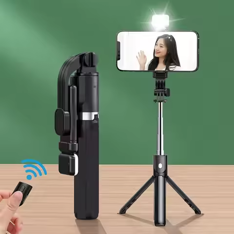 Portable Bluetooth Selfie Tripod Retractable Multifunctional Phone Holde With Selfie light Wireless 