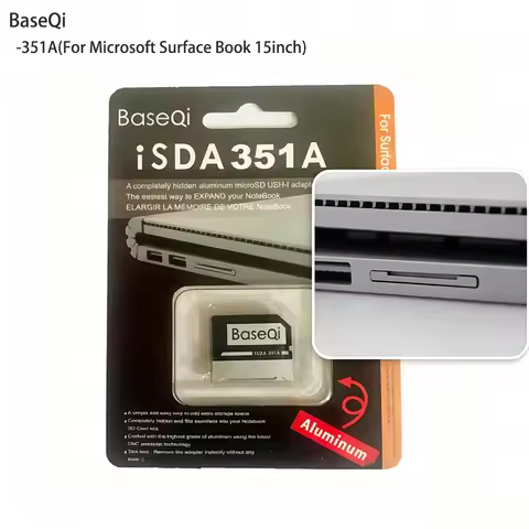 BaseQi For Microsoft Surface Book2/3 15inch Microsd Card Reader Aluminum Memory Adapter Minidrive Fl