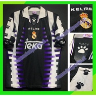 TOP☆ เสื้อกีฬาแขนสั้น ลายทีมชาติฟุตบอล Real Madrid Third Away 1997 1998 ชุดเยือน สไตล์เรโทร สําหรับผู้ชาย ไซซ์ S-XXL