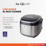 Int Life Low Sugar Rice Cooker 5L Digital Touch Screen 10 Function Induction Heating Technology