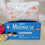 พร้อมส่ง❗Medimask ASTM LV 1 size M เด็กโต ทางการแพทย์ สำหรับเด็กอายุ 7 - 12 ขวบ ป้องกันไวรัสได้ 99% ลายจิ้งจอกส้ม