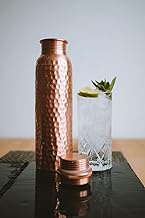 AVA DESIGNZ Hammered Copper Bottle Ayurvedic Water Bottle| Leak Proof Copper Vessel For Travel | Copper Thermos for Yoga Sports (32oz / 950 ML)