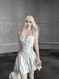 Amelia Black Leather Set - Set Áo Corset mix Chân váy xoè chất liệu da bóng siết eo tôn dáng (Ảnh Fe