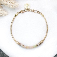 VIIART。月光花園。歐泊珍珠黃銅手鍊|澳寶蛋白石火彩超美