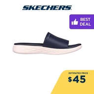 Skechers Women On-The-GO 600 Pursue Sandals - 140727-NVY 5-Gen Technology Contoured Goga Mat Footbed, Hanger Optional, Machine Washable