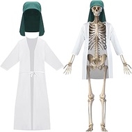 2 Pcs 12 ft Skeleton Costume Accessories Includes Trapper Hat and White Robe Christmas Skeleton Cost
