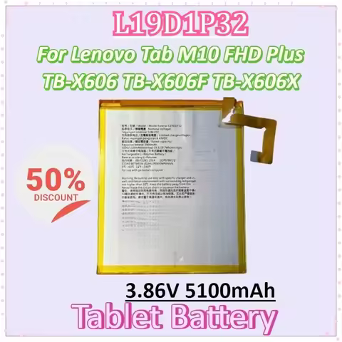 New L19D1P32 3.86V 5100mAh Tablet Battery for Lenovo Tab M10 FHD Plus TB-X606 TB-X606F TB-X606X Batt