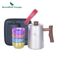 Boundless Voyage Titanium Tea Set Coffee Kettle Cups Outdoor Camping Travel Drinkware Barista Kettle Coffee Maker For 4-5 Person