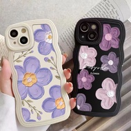 For Huawei P20 Pro P30 Pro P30 Lite / Huawei Mate 20 Pro Mate 30 Pro Mate 40 Pro / Huawei  Nova 3i 4E 5T 7se / Huawei Y9 2019 Y9 Prime 2019 Casing Ins Small Fresh Romantic Purple Oil Painting Flowers Wave Edge Soft Silicone Shell