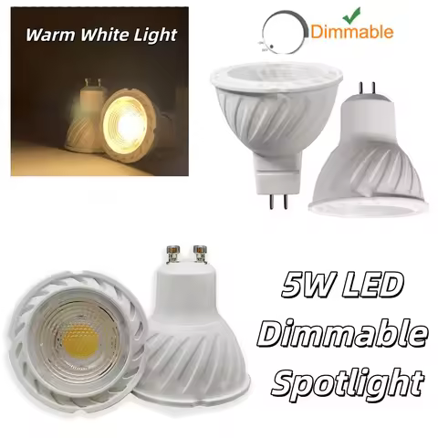 Dimmable GU10/GU5.3 LED Spotlight 5W LED Lamp COB 220V Warm White Light Bulb Home Living-room Bedroo