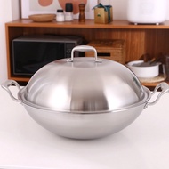 Large Wok 304 Stainless Steel One-Piece Thickened Flat Bottom Induction Cooker Chinese Wok Gas Steel