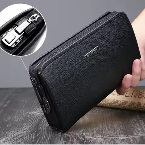 Cowhide genuine leather Password lock design men's wallet hand-held bag card bag handbag coach bags 