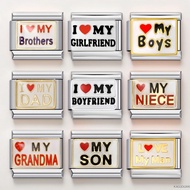 Design Family Relationships English Words Italian Link Fit 9mm Stainless Steel Charms Jewelry DIY Ma