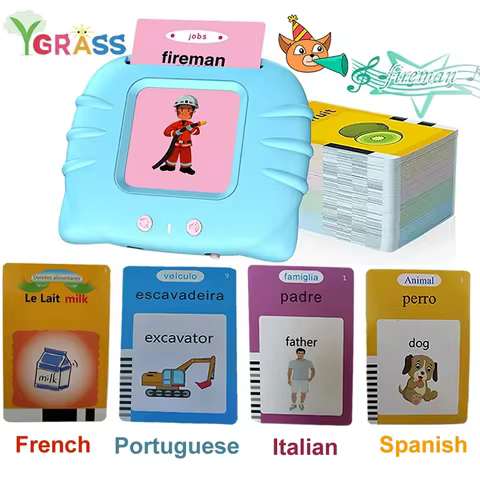 Alphabet Talking Flash Cards Educational Learning Interactive Memory Card Machine French Russian Ita
