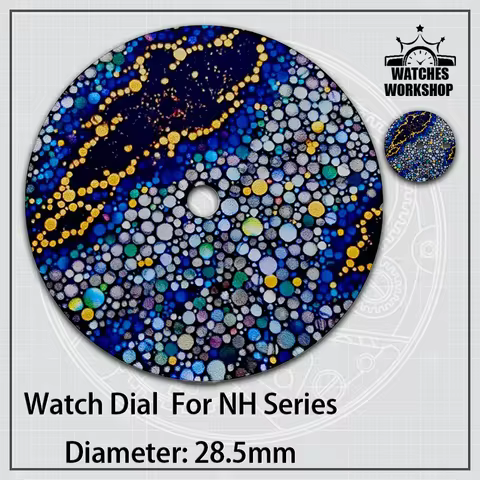 28.5mm Colored Pebble Pattern Surface DIY Watch Dial Fit 4R35 NH34 NH35 NH36 Mechanical Watch Access